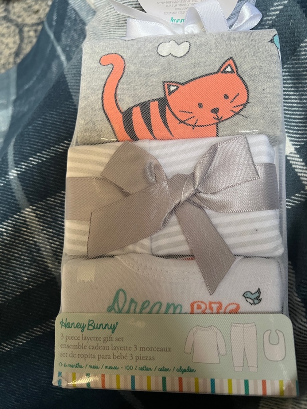 Baby Boys 3-Piece Layette Set - Gray & Orange Cat